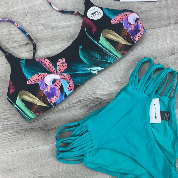 ☀️HURLEY☀️ ORCHID SNACK Adjustable SALTWATER SOUDS BOULDERS BOTT BIKINI SET - Picture 5 of 12